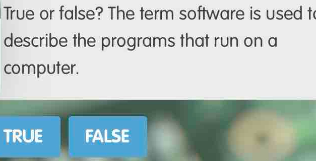 Solved: True or false? The term software is used t describe the ...