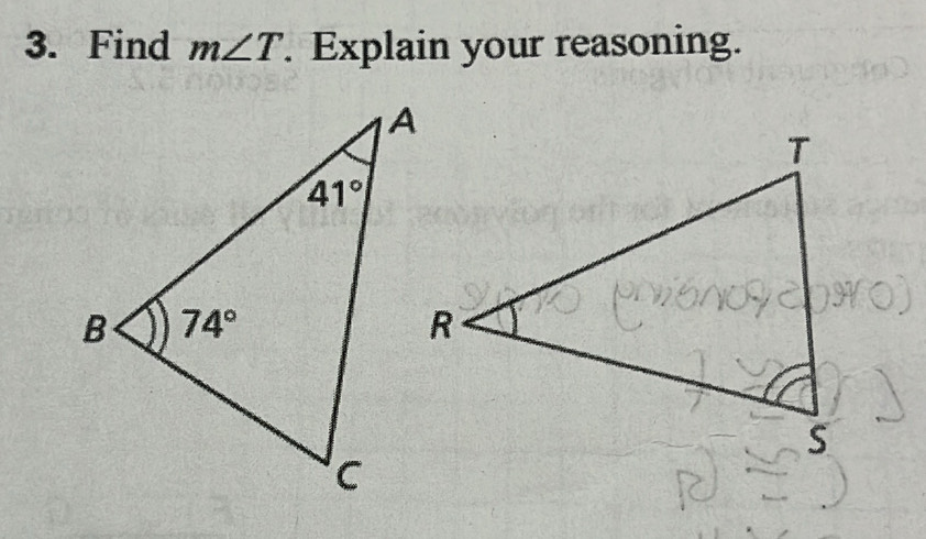 Find m∠ T. Explain your reasoning.