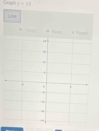 Graph y=18. 
Line 
Undo Redo × Reset