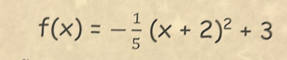 f(x)=- 1/5 (x+2)^2+3