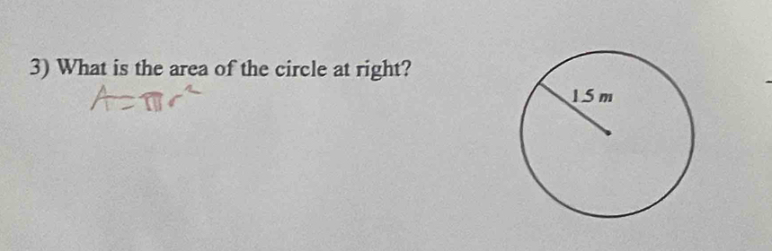 What is the area of the circle at right?