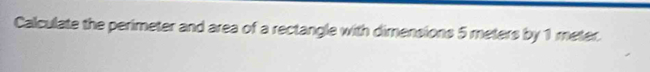 Calculate the perimeter and area of a rectangle with dimensions 5 meters by 1 meter.