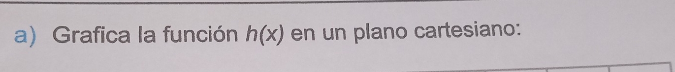 Grafica la función h(x) en un plano cartesiano: