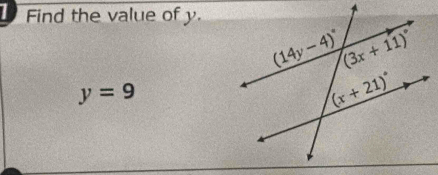 Find the value of y.
y=9