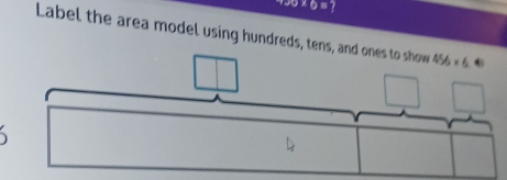 Label the area model using hundreds, tens