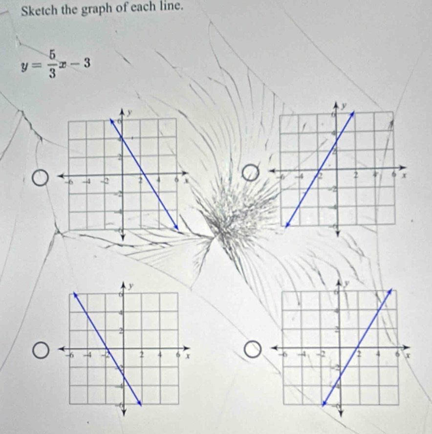 Sketch the graph of each line.
y= 5/3 x-3