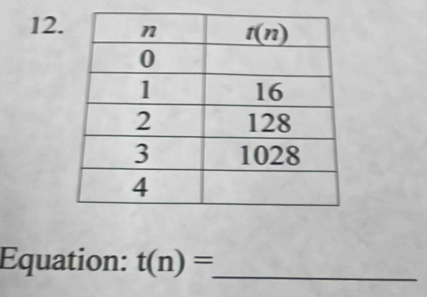 Equation: t(n)= _