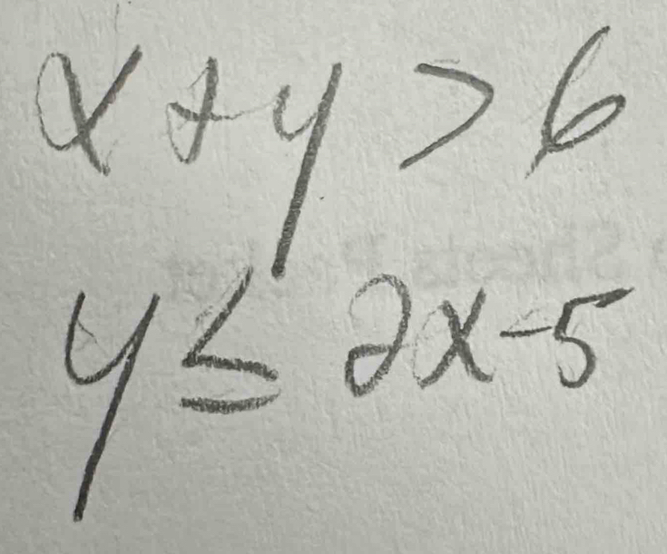 x+y>6
y≤ 2x-5