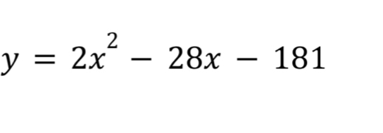 y=2x^2-28x-181