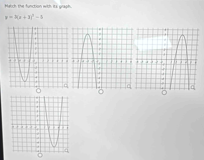 Match the function with its graph.
y=3(x+3)^2-5