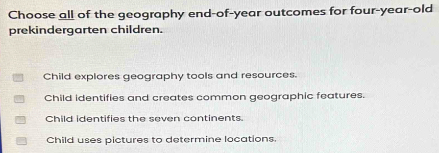 Solved: Choose all of the geography end-of-year outcomes for four-year ...