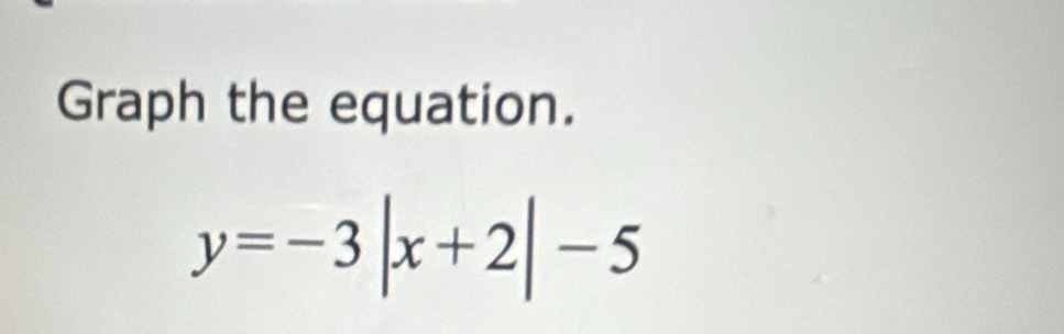 Graph the equation.
y=-3|x+2|-5