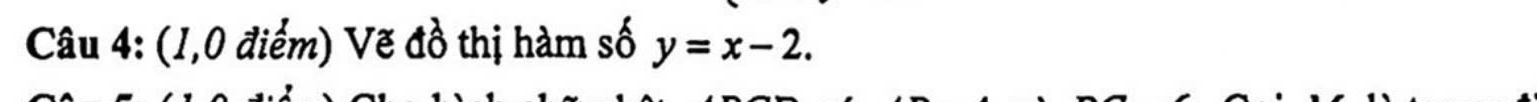 (1,0 điểm) Vẽ đồ thị hàm số y=x-2.