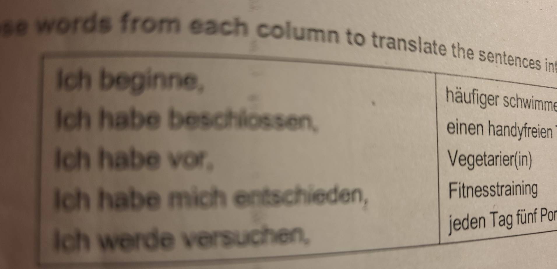 se words from each column to n 
e 

or