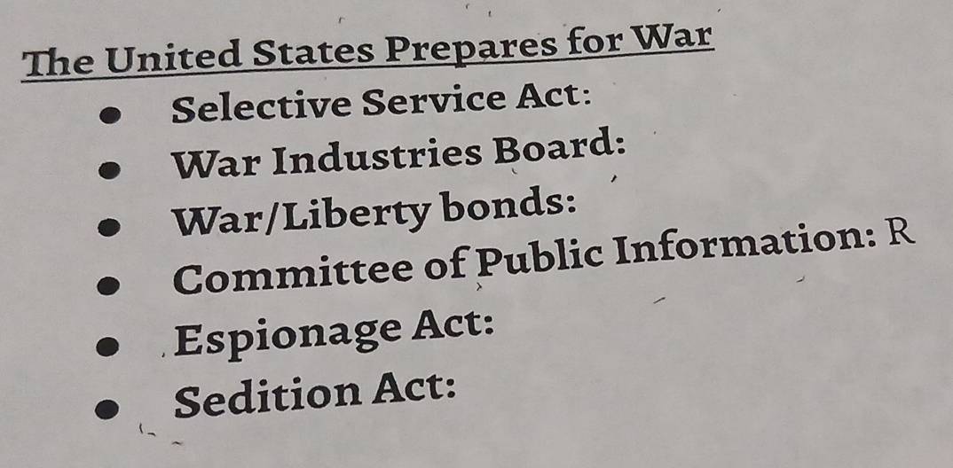 Solved: The United States Prepares for War Selective Service Act: War ...