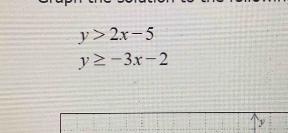 y>2x-5
y≥ -3x-2
y