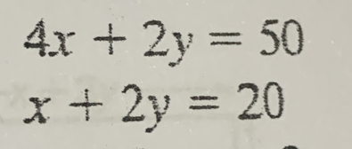 4x+2y=50
x+2y=20