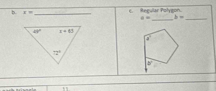 x= _c. Regular Polygon.
a= _ b= _
11