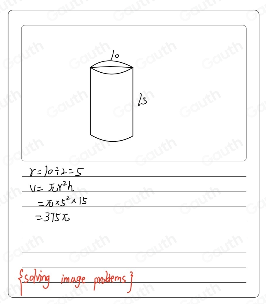 Solved: A cylindrical trash can has a height of 15 inches and a ...