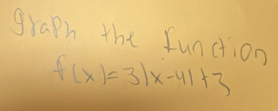 graph the function
f(x)=3|x-4|+3