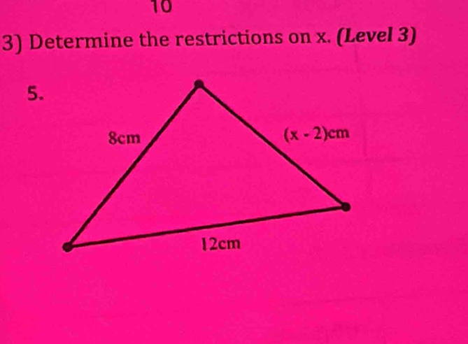 10
3) Determine the restrictions on x. (Level 3)
5.