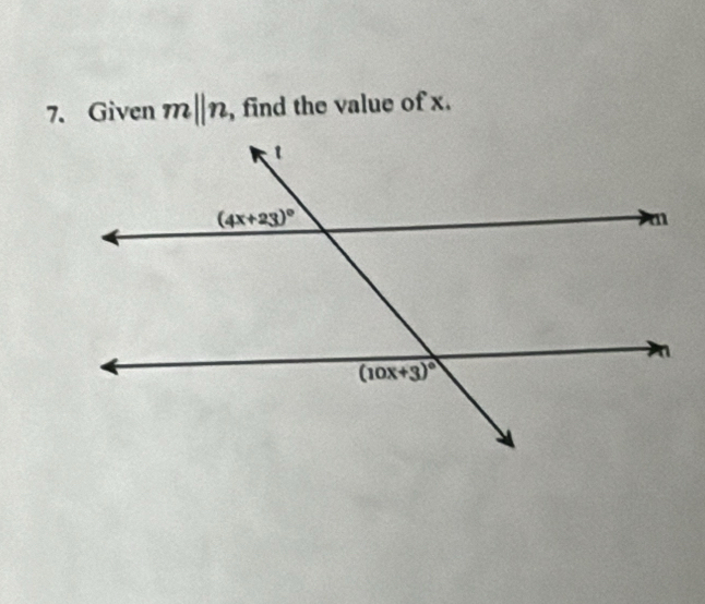 Given m||n , find the value of x.