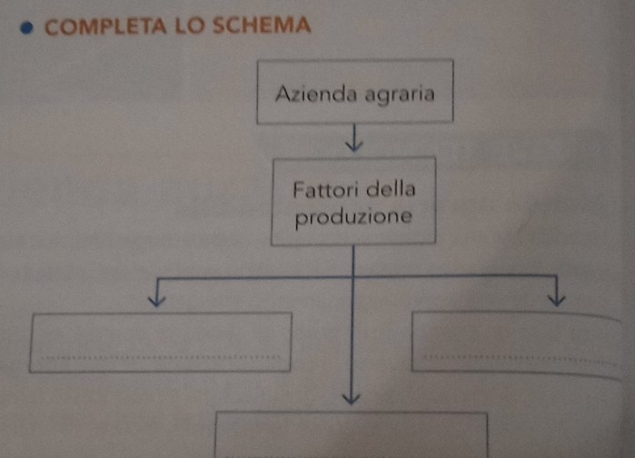 COMPLETA LO SCHEMA 
Azienda agraria 
Fattori della 
produzione 
_ 
_