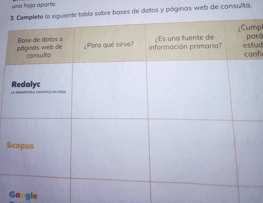 una hoja aparte. 
de datos y páginas web de consulta. 
mpl 
ará 
ud 
nfi 
S 
Google