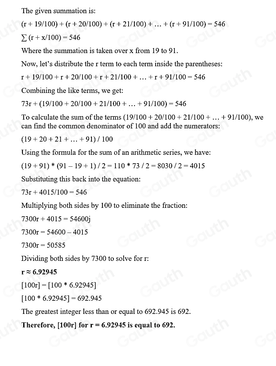 Solved: Suppose r is a real number for which [r+ 19/100 ]+[r+ 20/100 ...