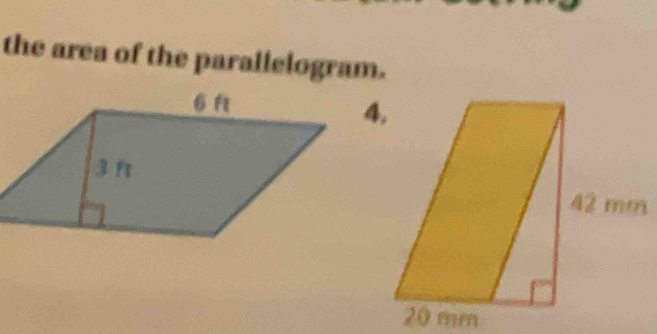 the area of the parallelogram.