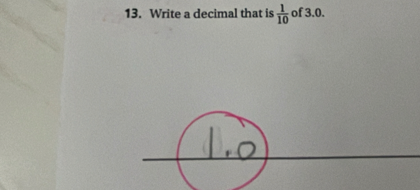 Write a decimal that is  1/10  of 3.0.