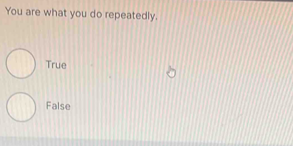 You are what you do repeatedly.
True
False