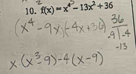 f(x)= x⁴ − 13x² + 36