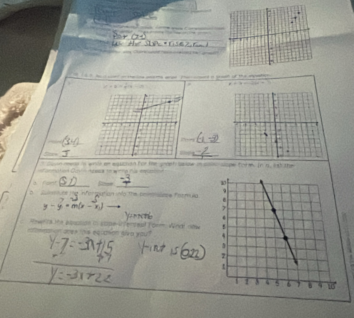 a pesa Caemttu bas 

a cont on the line and me sinpe. Then arserd a grann of the sttation 
I I . 
_ 
_ 
- 
8lo_ 
_  1/4  
3. Savn reeas in winte an equation for the graph below in palet slope formm. In a, est the 
Careation Cav o neeas to we t e 
__ 
a Part 
, 
D he the information into the boin sispe formula . 
- y, = m(x - x,) 
T rorm. What new 
' oemeon doe s