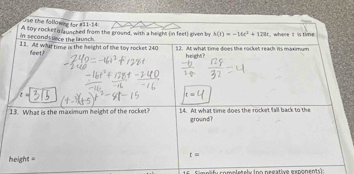 16 . Simplify completely (no negative exponents):