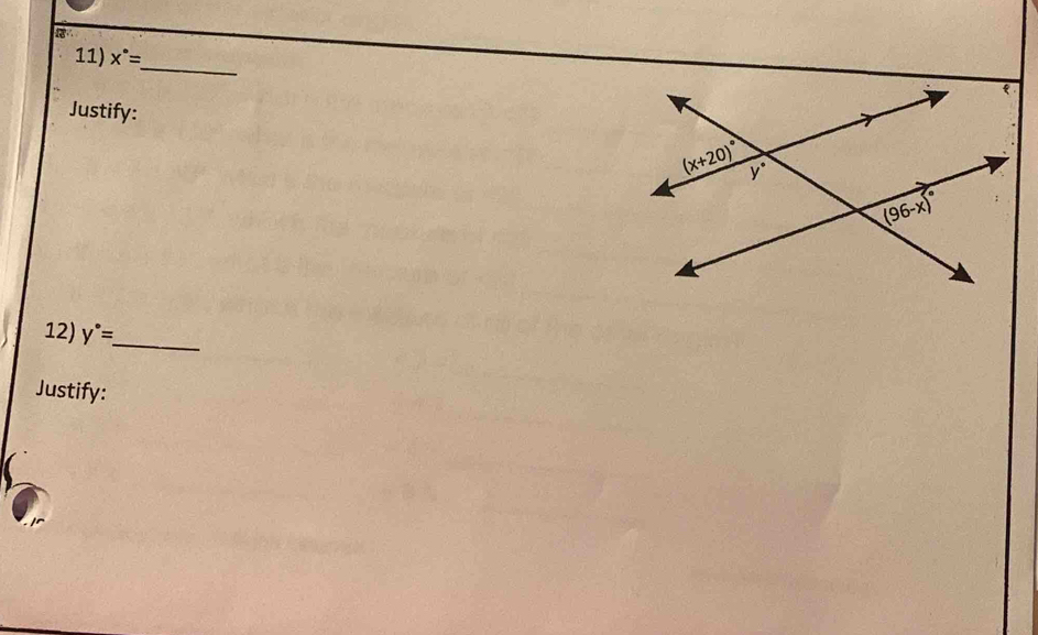 overline RE
_
11) x°=
Justify:
_
12) y°=
Justify: