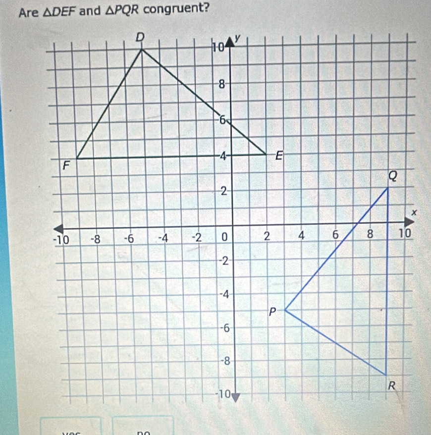 Are △ DEF and △ PQR congruent?