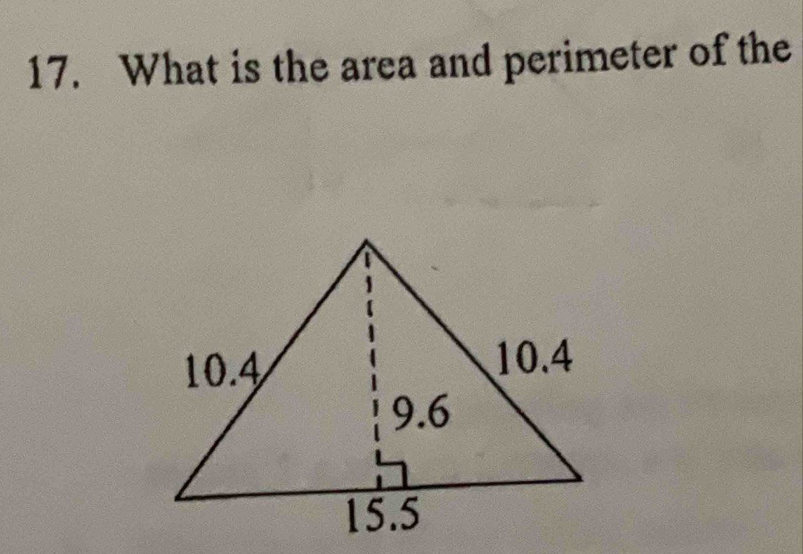 What is the area and perimeter of the