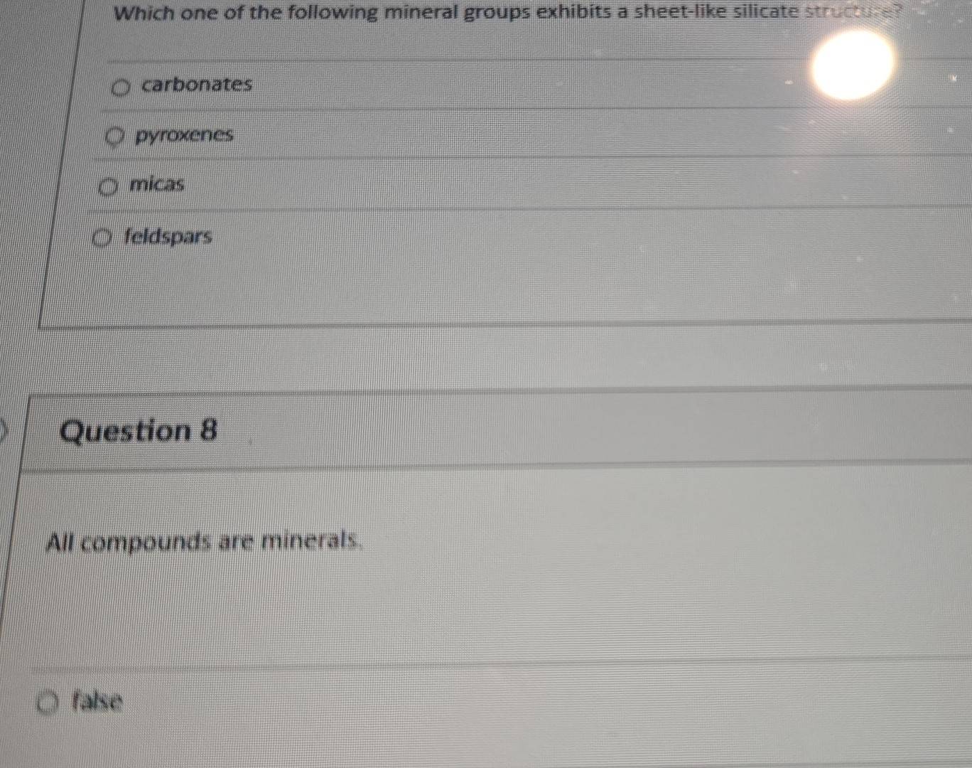 Solved: Which one of the following mineral groups exhibits a sheet-like ...