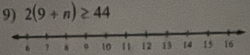 2(9+n)≥ 44