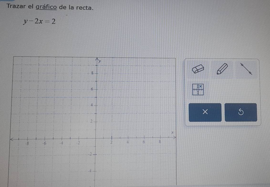 Trazar el gráfico de la recta.
y-2x=2
X
×
5