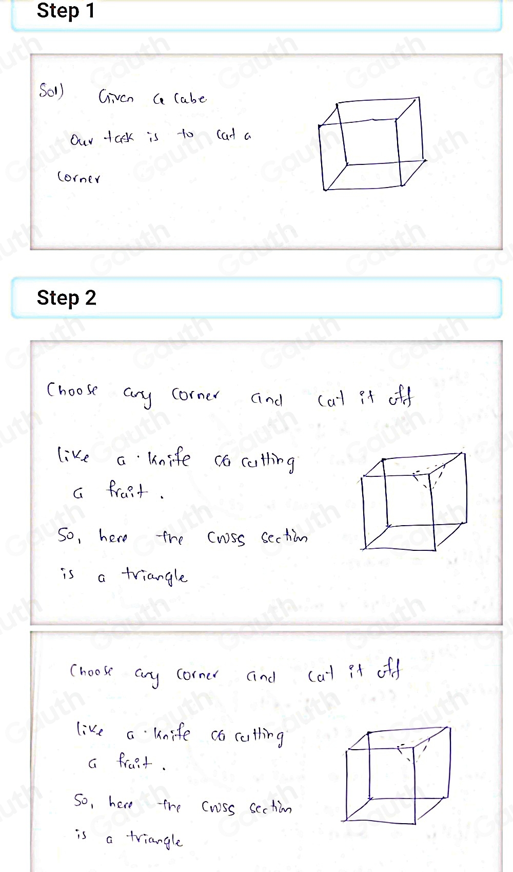Solved: Consider the cube shown below. a. Draw a cross section formed ...