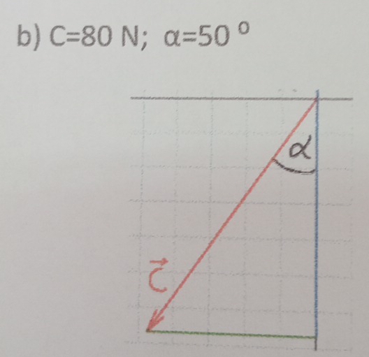 C=80N; alpha =50°