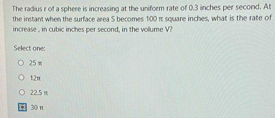 Solved: The radius r of a sphere is increasing at the uniform rate of 0 ...