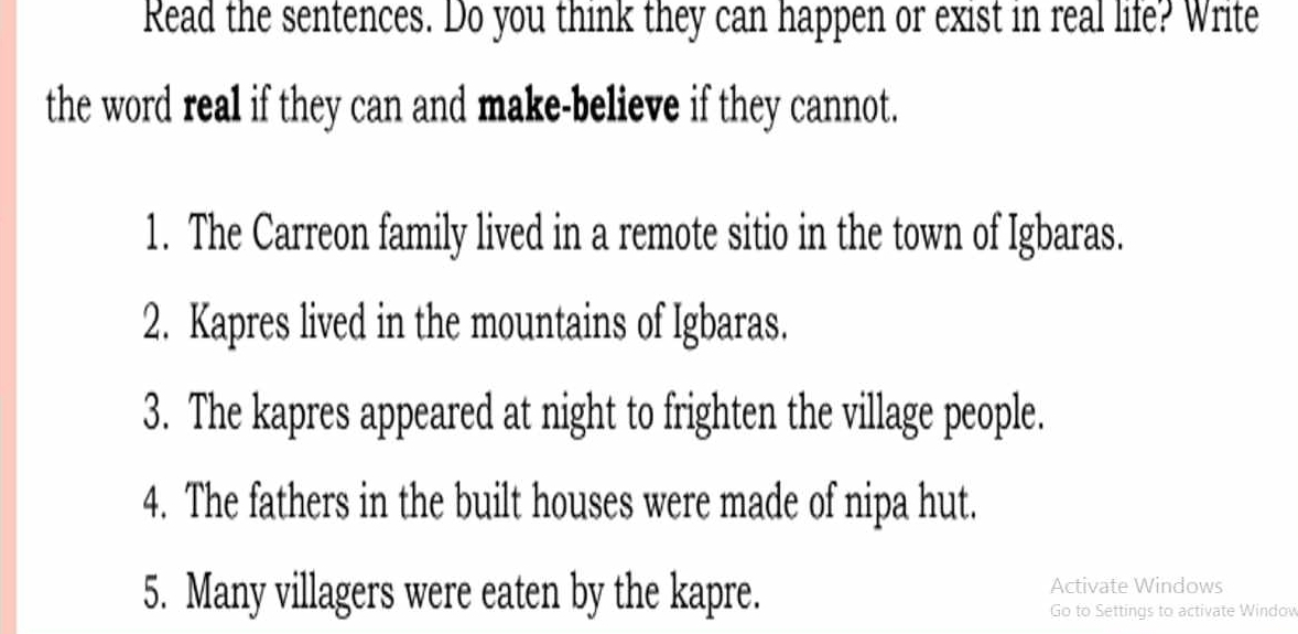 Solved: Read the sentences. Do you think they can happen or exist in ...