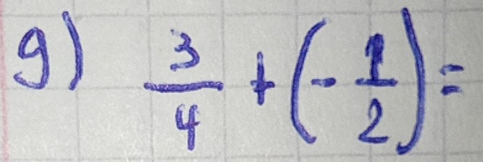  3/4 +(- 1/2 )=