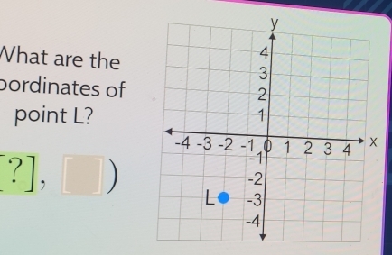 What are the 
bordinates of 
point L? 
?],□ )