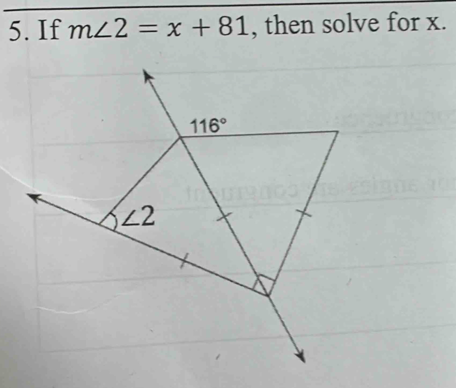 If m∠ 2=x+81 , then solve for x.