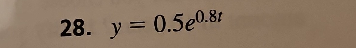 y=0.5e^(0.8t)