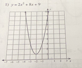 1 ) y=2x^2+8x+9